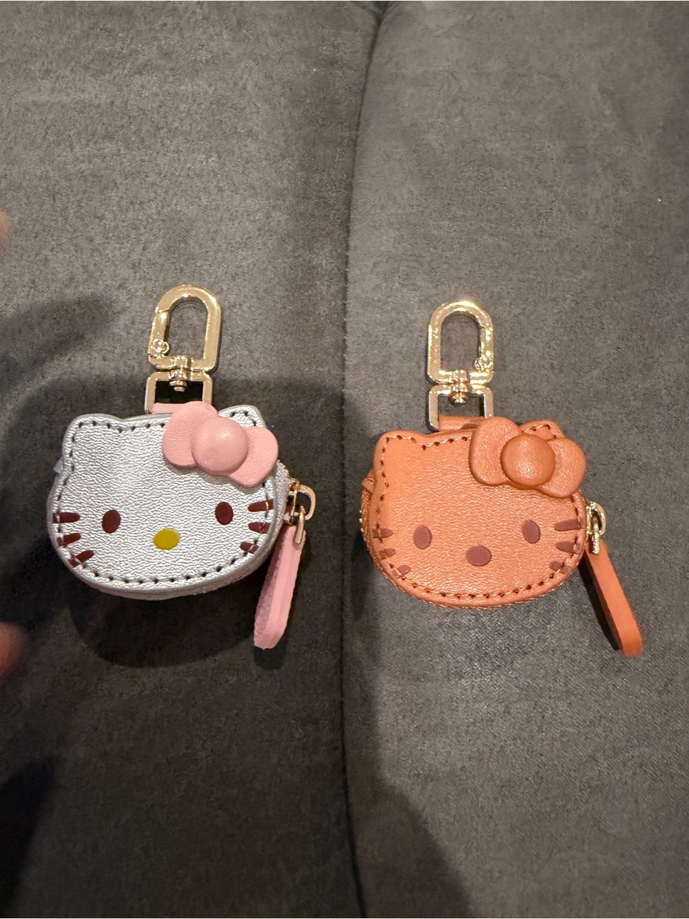 Hello Kitty Mini Keychain Pouch in Silver and Peach